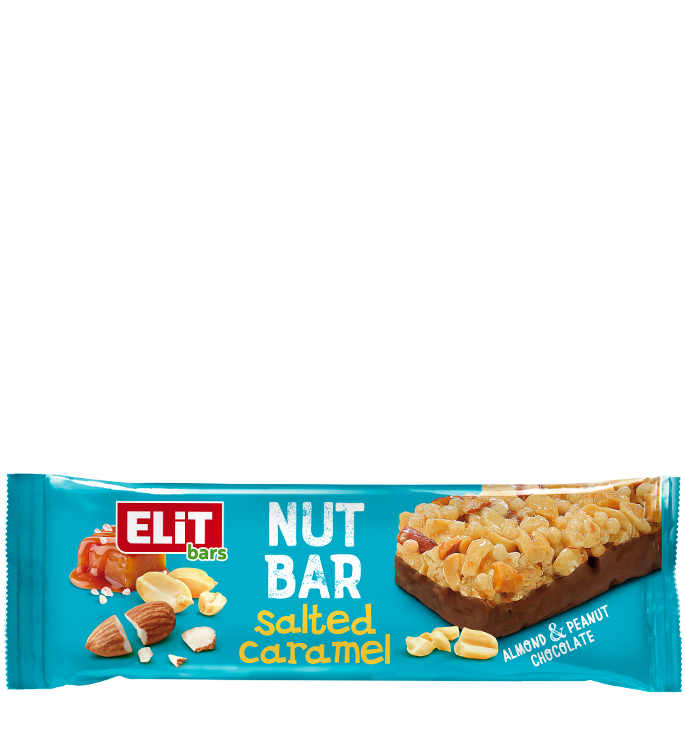 ЯДКОВ БАР СЪС СОЛЕН КАРАМЕЛ И МЛЕЧЕН ШОКОЛАД ELiT NUT BAR